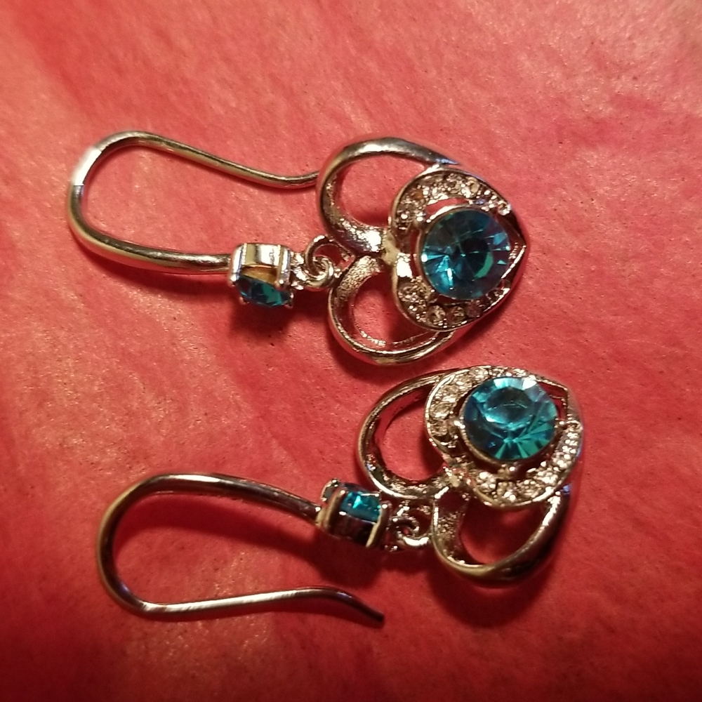 Womens Sterling Silver Blue Earings
